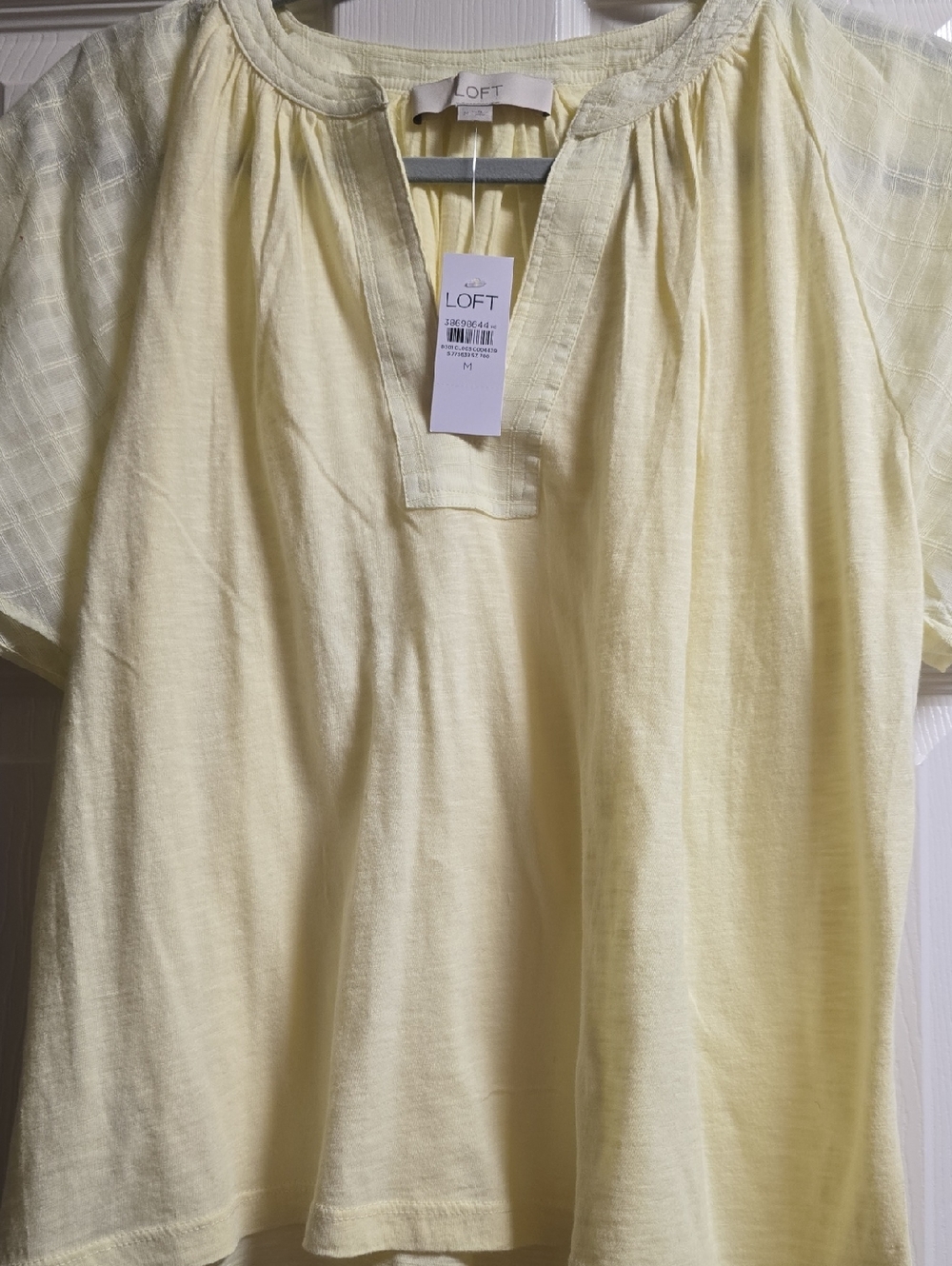 LOFT Pale Yellow Split-Neck Blouse - Picture 3 of 5